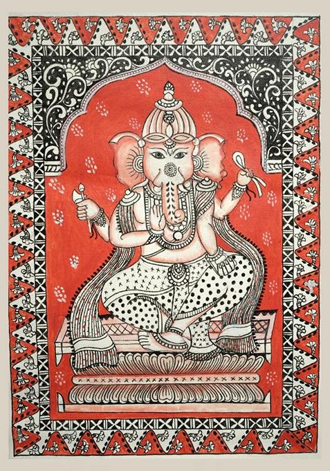 Multi Lord Ganesha Madhubani Painting