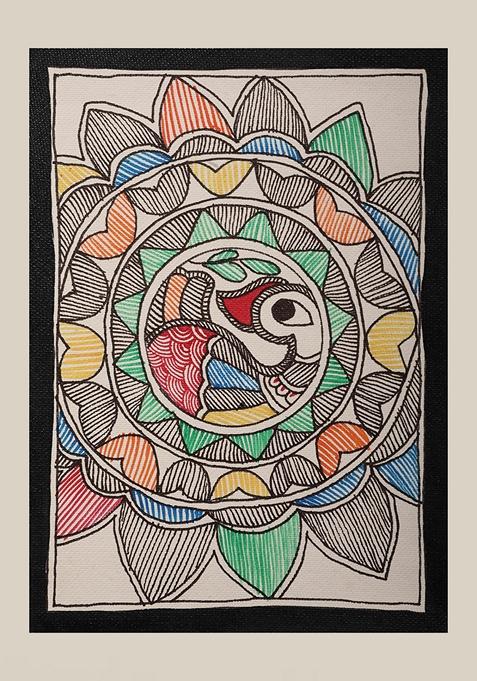 Multi Peacock Design Madhubani Painting
