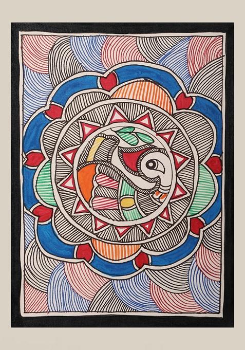Multi Peacock Design Madhubani Painting
