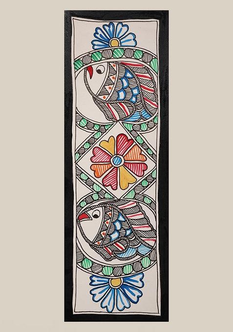 Multi Fish And Flower Madhubani Painting