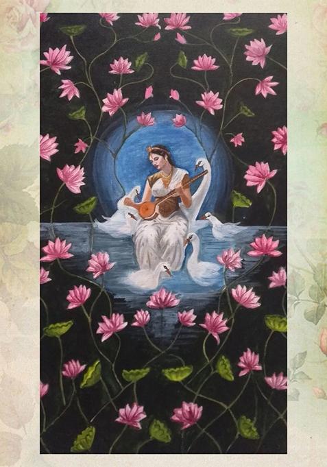 Multi Goddess Saraswati Pichwai Painting