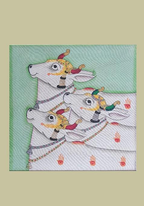 Multi Three Cow Pichwai Painting