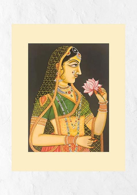 Multi Princess With Lotus Pichwai Painting