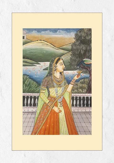 Multi Princess And Peacock Pichwai Painting