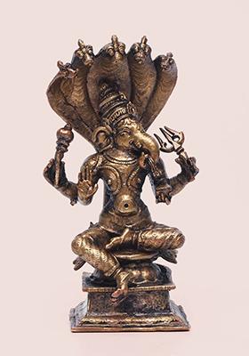 Divine Lord Ganesha With Protective Serpent 5 Inch Idol