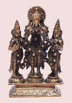 6 Inch Lord Ganesha Wedding With Riddhi And Siddhi Idol Divine Blessings And Prosperity
