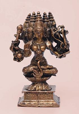 4 Inch Small Fiveheaded Goddess Gayatri Idol Divine Hindu Goddess Statue For Puja And Home Decor