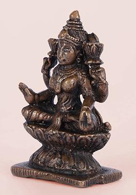 3 Vishnu With Sridevi And Bhudevi Copper Idol