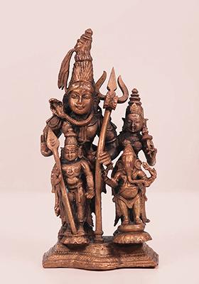 4 Inch Seated Shiva Parvati Copper Idol Symbol Of Divine Love And Harmony