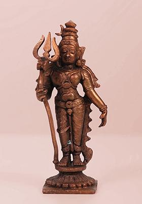 4 Inch Lord Vishnu With Devi Lakshmi On Kirtimukha Throne Copper Idol Of Prosperity And Protection