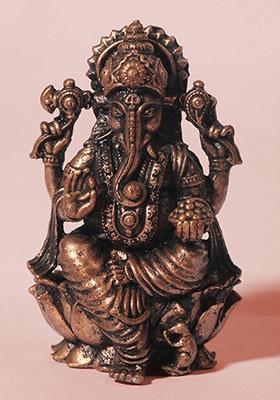 2 Inch Small Four Armed Lord Ganesha Copper Idol Divine Blessings And Protection