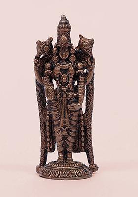 2 Inch Four Armed Goddess Saraswati Seated On Lotus Copper Idol Of Wisdom And Knowledge