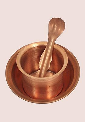 10 Inch Copper Abhisheka Patra With Base Sacred Vessel For Ritual