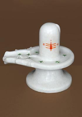 White Marble Shivalingam Sacred Shiva Idol For Worship