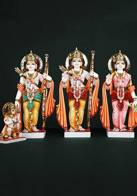 Shri Ram Darbar Marble Statue Set Handcrafted Divine Idols For Home And Temple