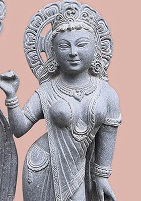 Radha Krishna Black Stone Statue Divine Love On Pedestal With Peacock