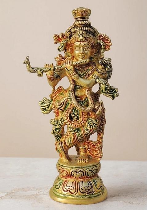 Brass Show Piece Krishna Ji God Idol Statue