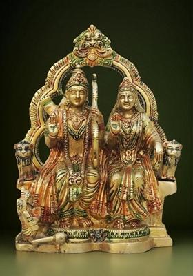 Brass Show Piece Ram Seeta Ji Sitting Idol Statue