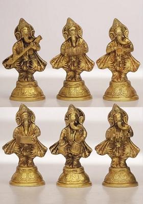 Brass Show Piece Musicalanesh Pcs Set God Idol Statue