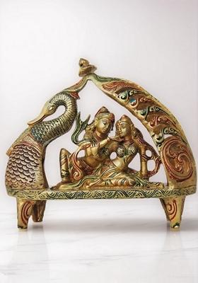 Brass Show Piece Radhe Krishna On Peacock Singhasan Statueod Idol