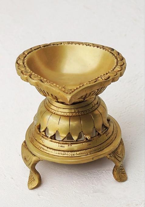 Brass Table Decor Oil Lamp Deepak Statue