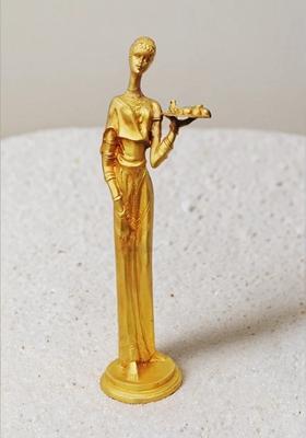 Brass Show Piece Lady With Fruits Statue