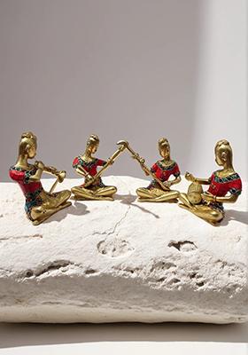 Brass Show Piece Rajasthani Musical Set Of Pc Statue