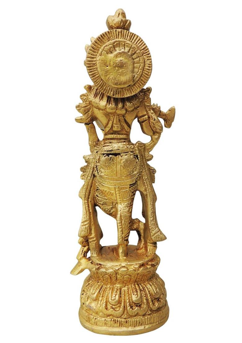Statue Normal Buy Women Brass Krishna Normal Statue - HST02084 - Brass Statues - Indya