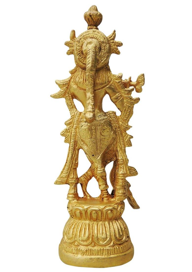 Statue Normal Buy Women Brass Krishna Normal Statue - HST02087 - Brass Statues - Indya