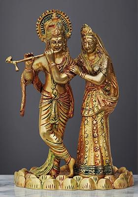 Brass Radha Krishna On Kamal Base