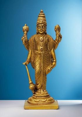 Brass Show Piece Standing Vishnu Ji Statue