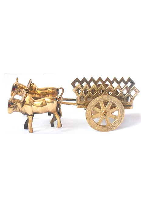 Brass Show Piece Bull Cart Statue
