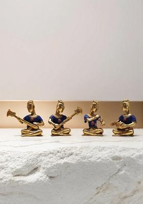 Brass Show Piece Musical Set Small Statue