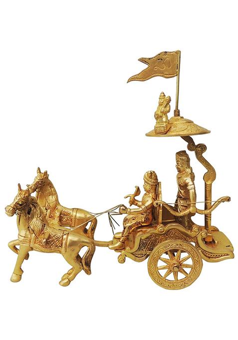 Brass Show Piece Arjun Rath Statue