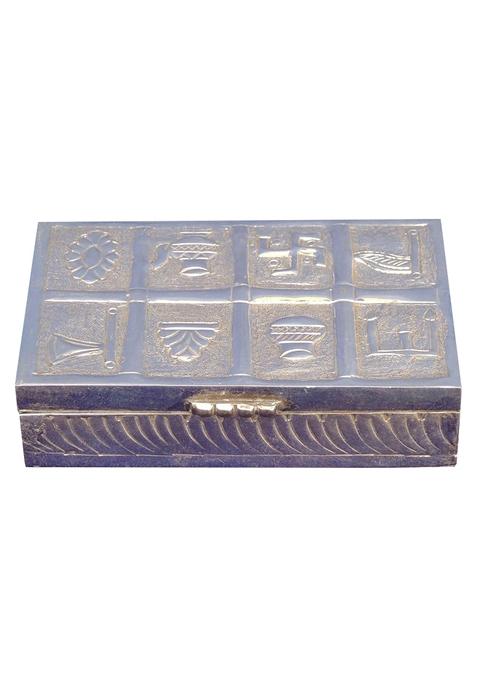 Pure Silver Table Decor Pooja Dibbi Embose With Hallmarked