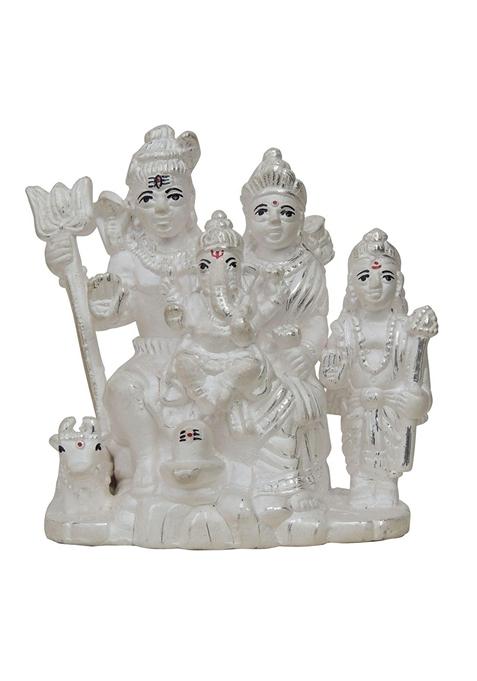 Pure Silver Shivparivaar idol Statue Hallmarked Silver Statue
