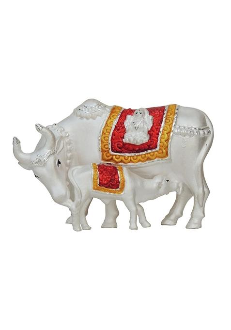 Pure Silver Cow with Calf Statue Chandi ka Gaye Bachda Hallmarked Silver 