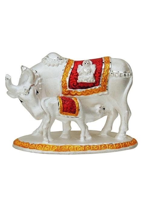 Pure Silver Cow with Calf Statue Chandi ka Gaye Bachda Hallmarked Silver 