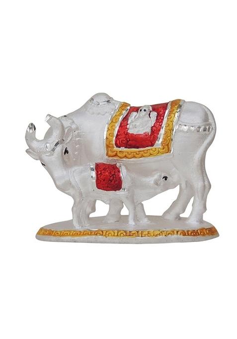 Pure Silver Cow with Calf Statue Chandi ka Gaye Bachda Hallmarked Silver 