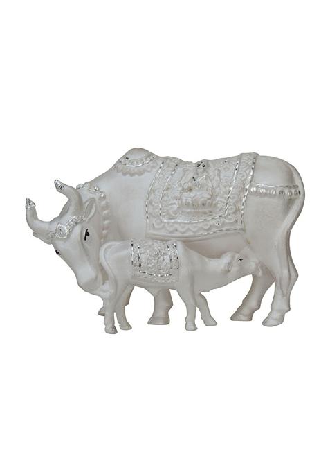 Pure Silver Cow with Calf Statue Chandi ka Gaye Bachda Hallmarked Silver 