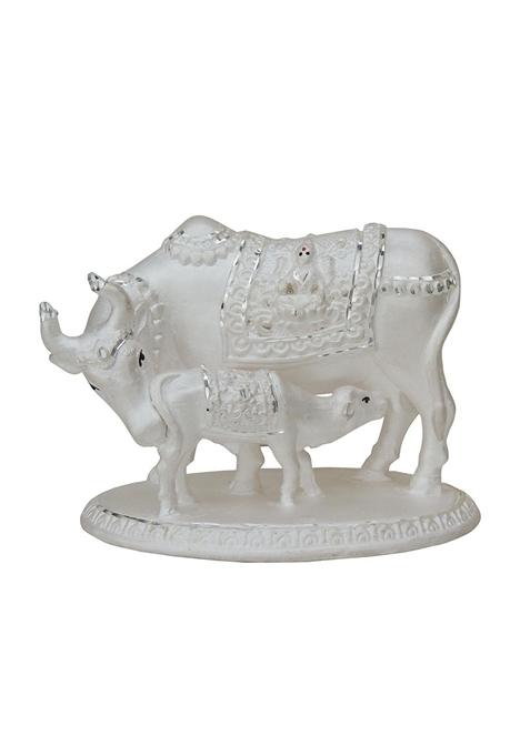 Pure Silver Cow with Calf Statue Chandi ka Gaye Bachda Hallmarked Silver 
