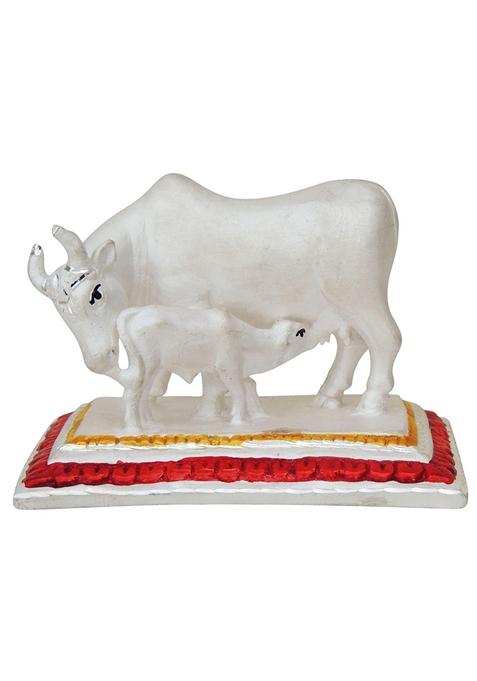 Pure Silver Cow with Calf Statue Chandi ka Gaye Bachda Hallmarked Silver 