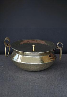 Golden Brass Sipri Handi With Lid 5Lt
