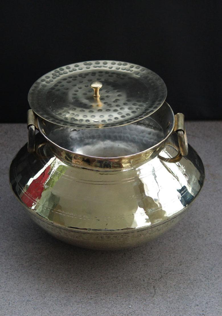 Gold Brass Patili Baltoyi With Lid 3Lt