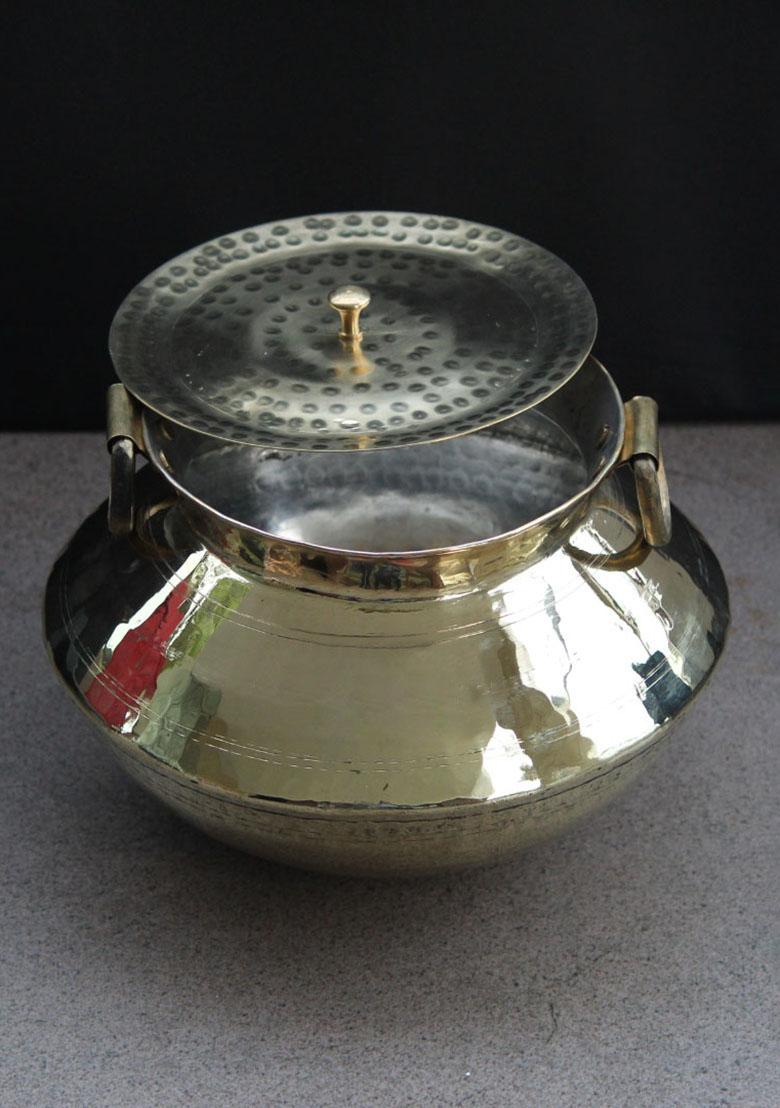 Gold Brass Patili Baltoyi With Lid 5Lt