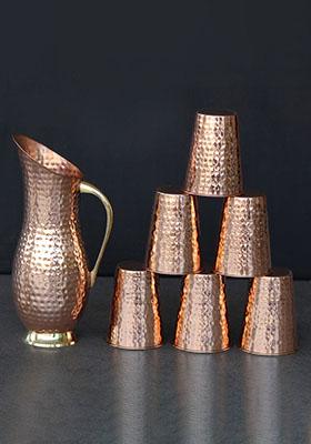 Copper Handcrafted Copper Jug Set