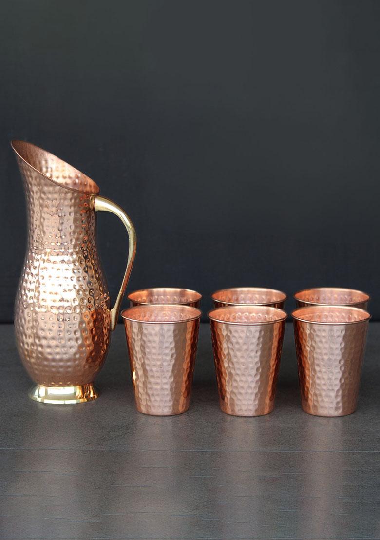 Copper Handcrafted Copper Jug Set