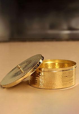 Gold Brass Chapati Box Roti Dabba