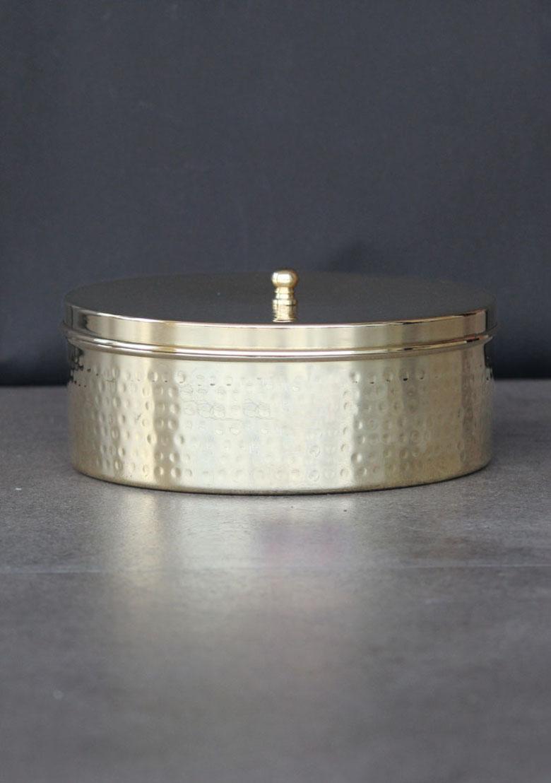 Gold Brass Chapati Box Roti Dabba