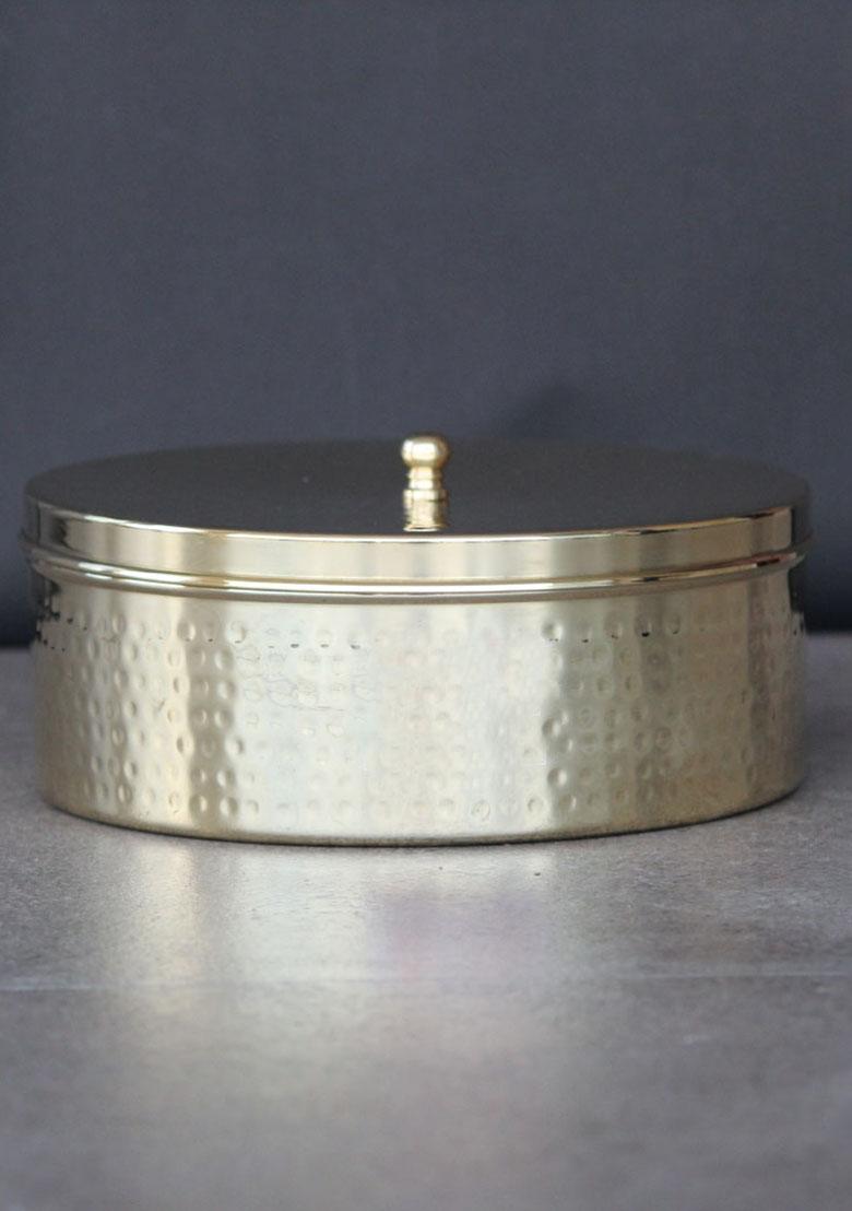 Gold Brass Chapati Box Roti Dabba